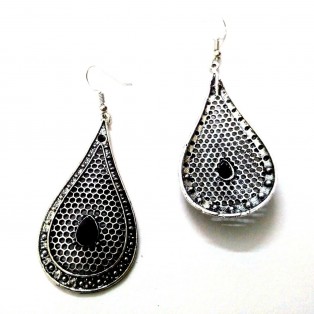 Silver Oxidized Earrings Jhumka Jhumki Jewelry Bollywood Drop Dangle Long EA277